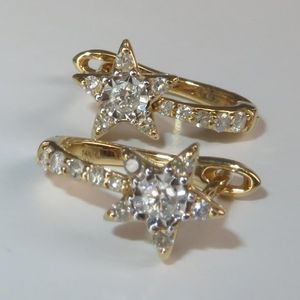 Saks Fifth Avenue Star Diamond 14K Yellow Gold Earrings Hoops